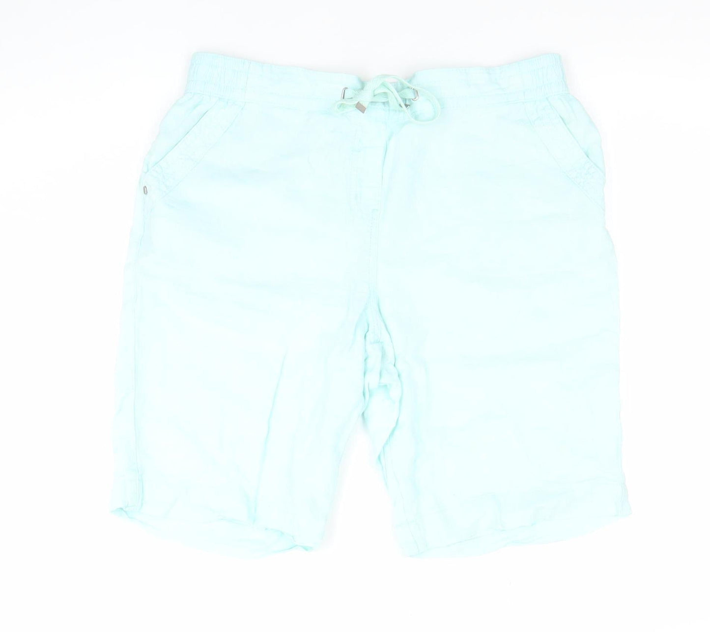 George Womens Green Linen Blend Bermuda Shorts Size 14