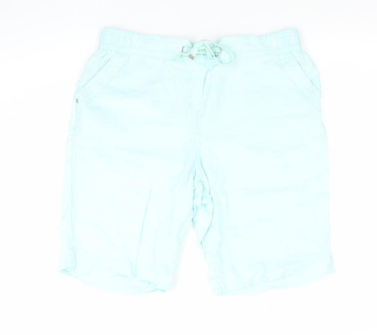 George Womens Green Linen Blend Bermuda Shorts Size 14