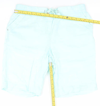 George Womens Green Linen Blend Bermuda Shorts Size 14