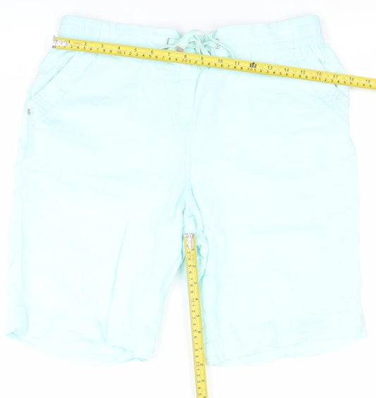 George Womens Green Linen Blend Bermuda Shorts Size 14