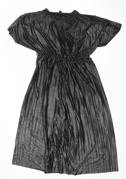 New Look Women’s Black Metallic Ruched Off Shoulder Playsuit Size 12