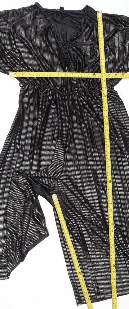 New Look Women’s Black Metallic Ruched Off Shoulder Playsuit Size 12