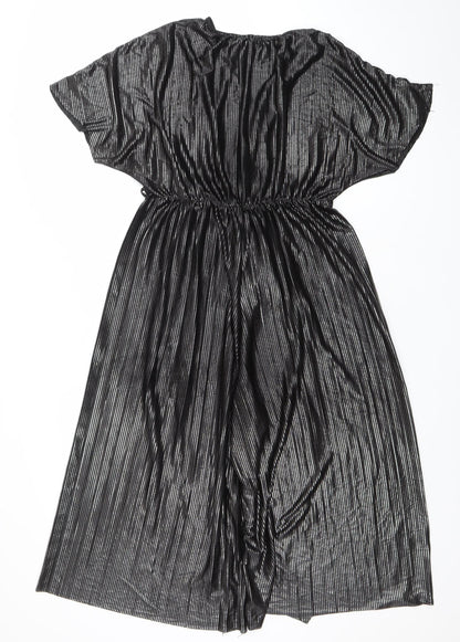 New Look Women’s Black Metallic Ruched Off Shoulder Playsuit Size 12