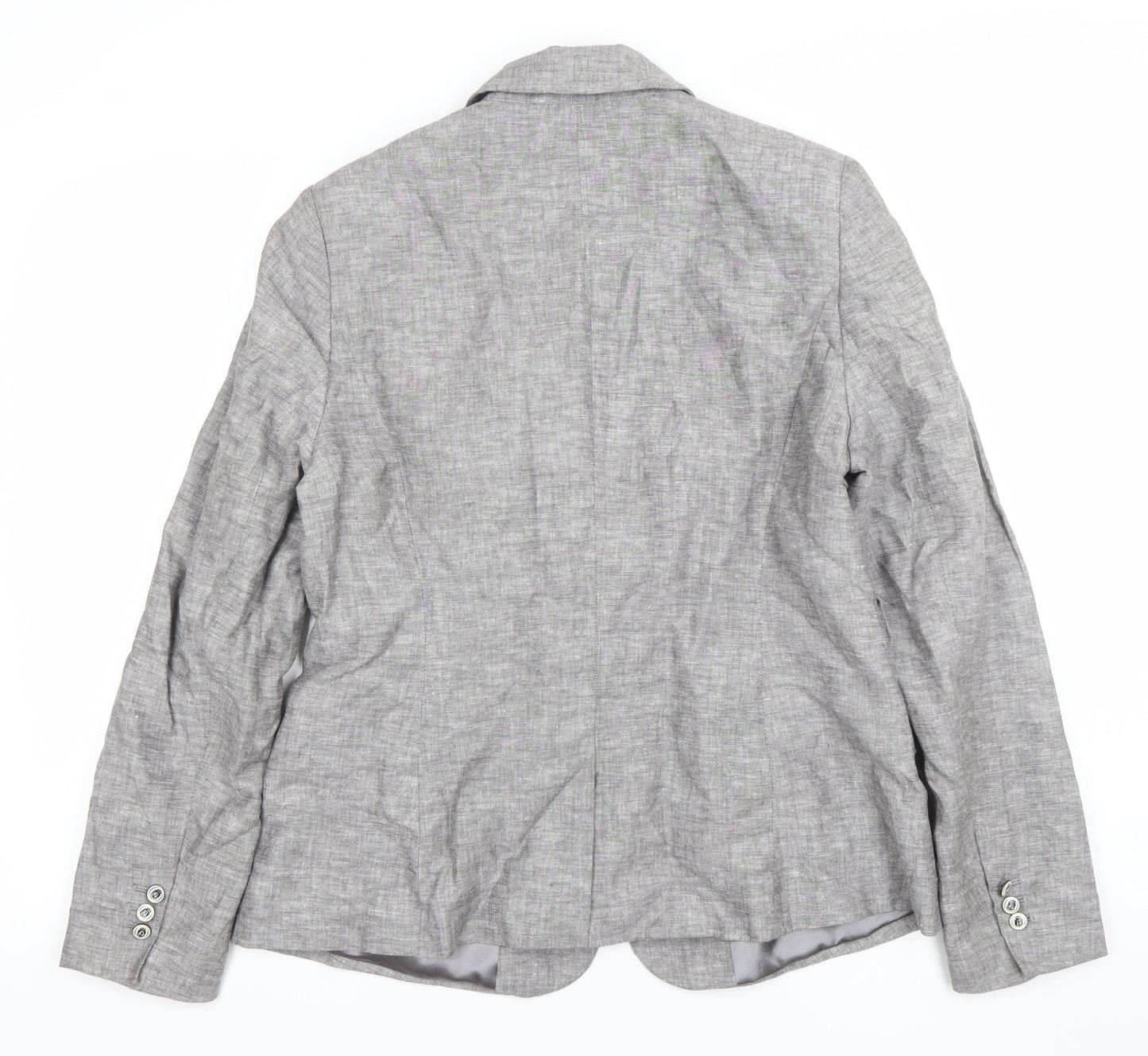 Papaya Women's Grey Linen Blend Single-Breasted Blazer Size 16
