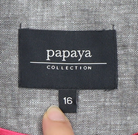 Papaya Women's Grey Linen Blend Single-Breasted Blazer Size 16