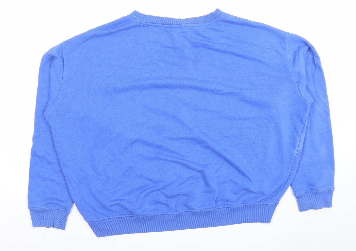 H&M Women Blue M Pullover Sweatshirt Cotton Blend Crew Neck