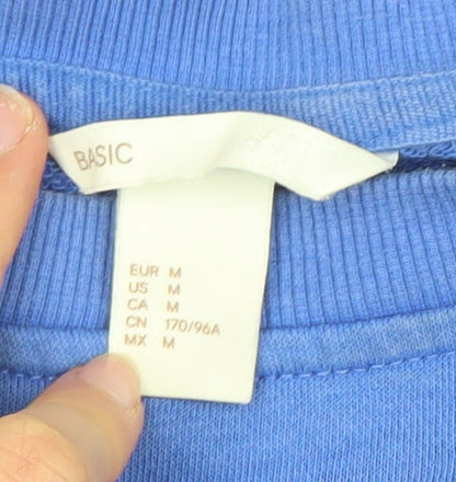 H&M Women Blue M Pullover Sweatshirt Cotton Blend Crew Neck