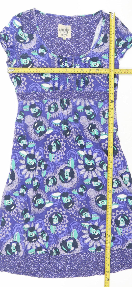 Faithful & True Womens Purple Floral A-Line Jersey Dress Size 10