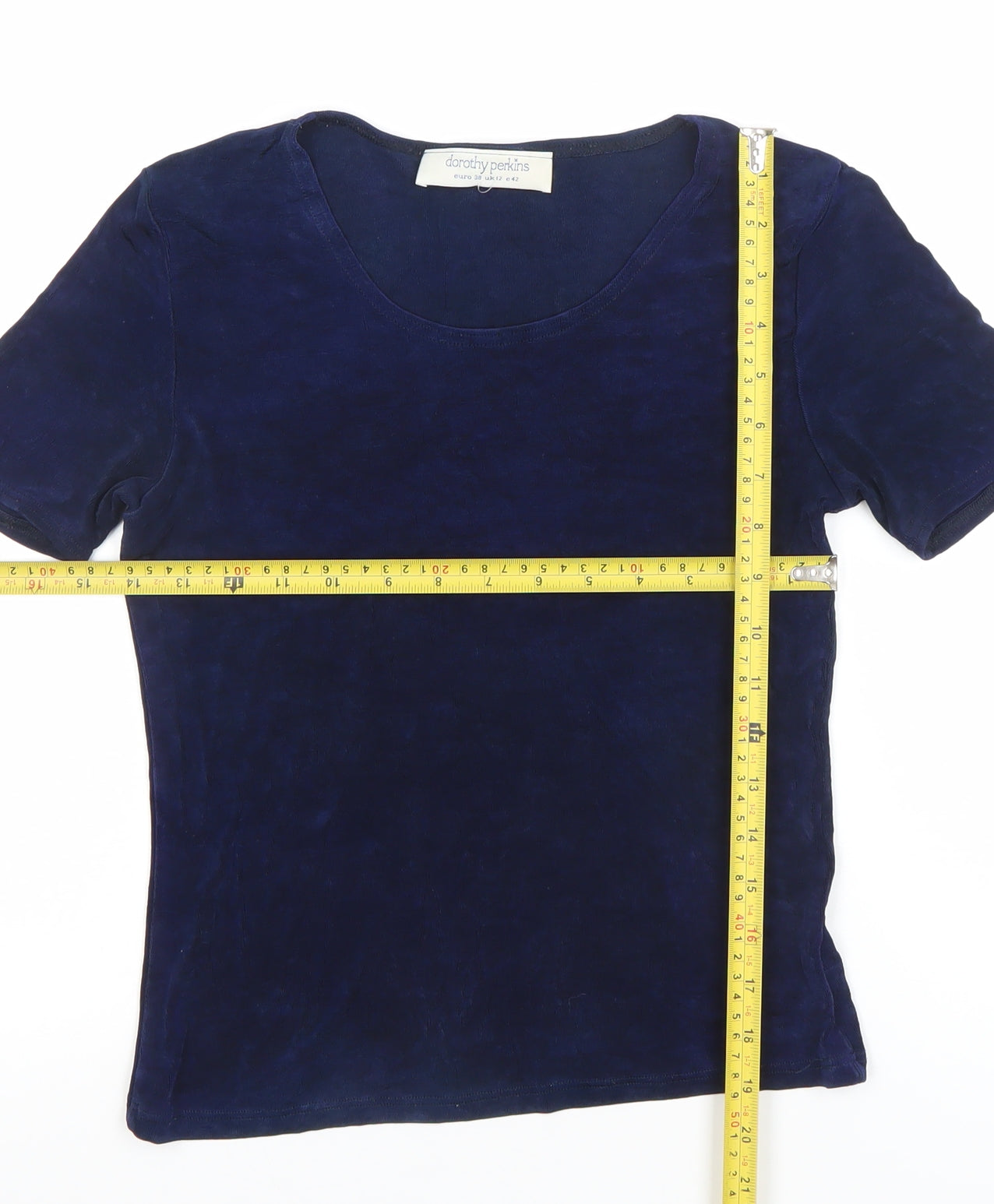 Womens UK Size 12 Dorothy Perkins Blue Basic T-Shirt