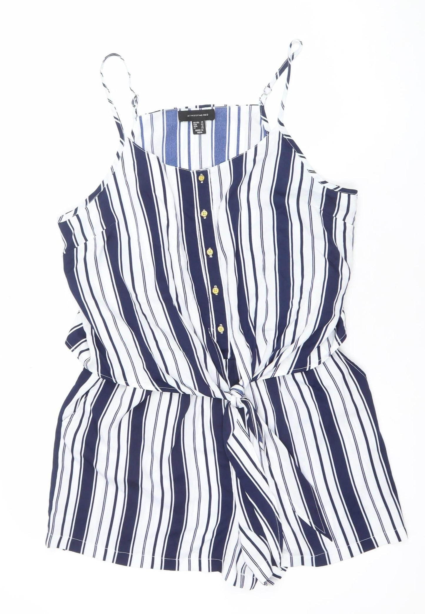 Atmosphere Women Blue White Striped Playsuit Size 14 Sleeveless Summer