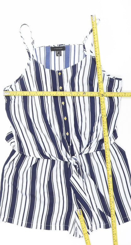 Atmosphere Women Blue White Striped Playsuit Size 14 Sleeveless Summer