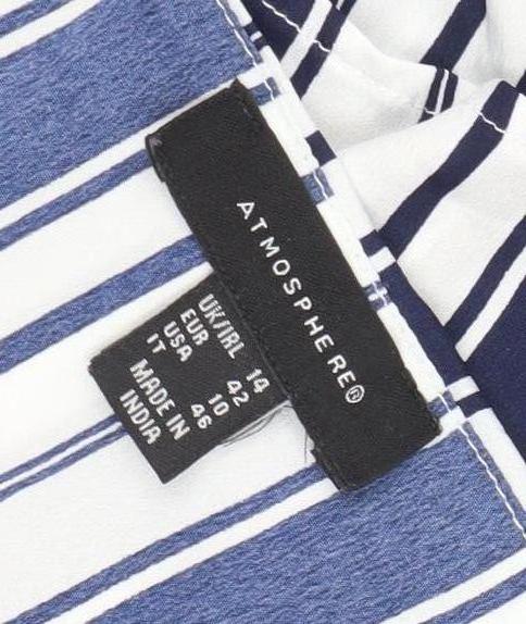 Atmosphere Women Blue White Striped Playsuit Size 14 Sleeveless Summer