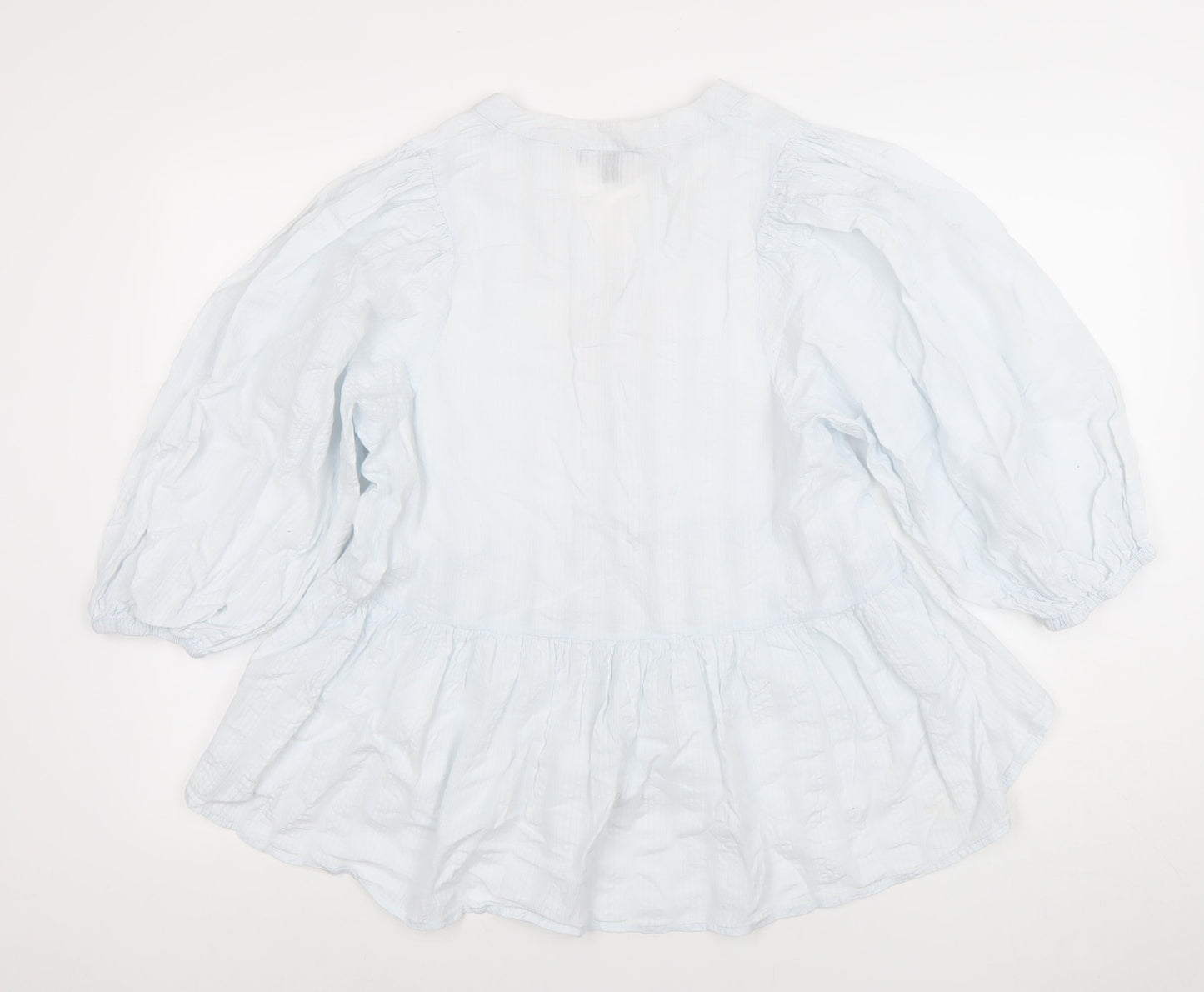 Primark Womens White Cotton Puff Sleeve Tunic Blouse Size 12