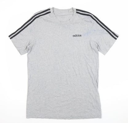 Adidas Men's Grey Short Sleeve Crew Neck Classic T-Shirt Size L