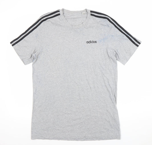 Adidas Men's Grey Short Sleeve Crew Neck Classic T-Shirt Size L