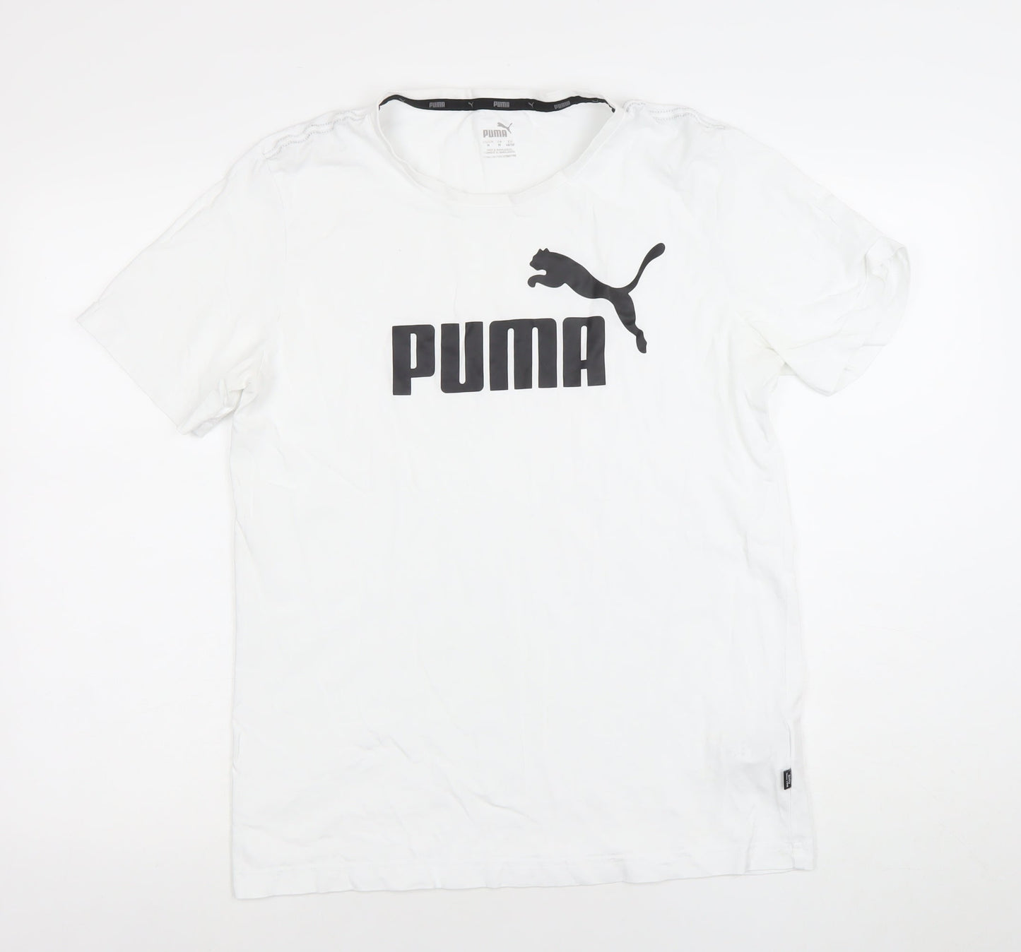 Puma Men's White Regular Fit Short Sleeve Crew Neck Sports T-Shirt M