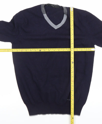 Calvin Klein Jeans Women's Blue Wool V-Neck Jumper Size L