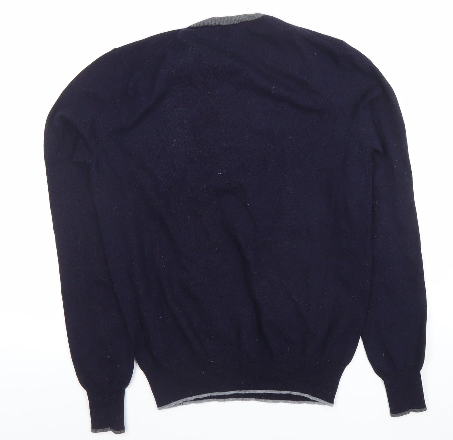 Calvin Klein Jeans Women's Blue Wool V-Neck Jumper Size L