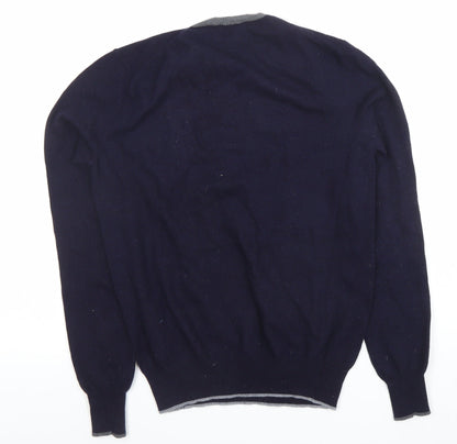 Calvin Klein Jeans Women's Blue Wool V-Neck Jumper Size L