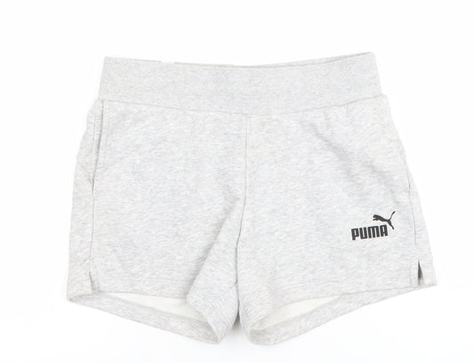 Puma Womens Grey XS Athletic Shorts Lightweight Cotton Blend
