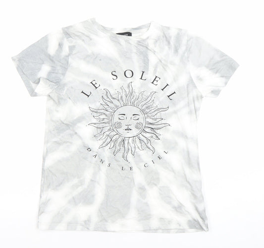 Womens UK Size 8 New Look Grey Basic T-Shirt