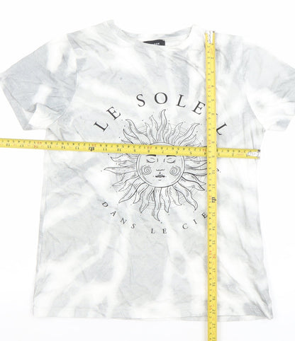 Womens UK Size 8 New Look Grey Basic T-Shirt