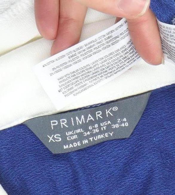 Primark Womens Blue White Striped Collared Cropped Long Sleeve Button-Up Top XS