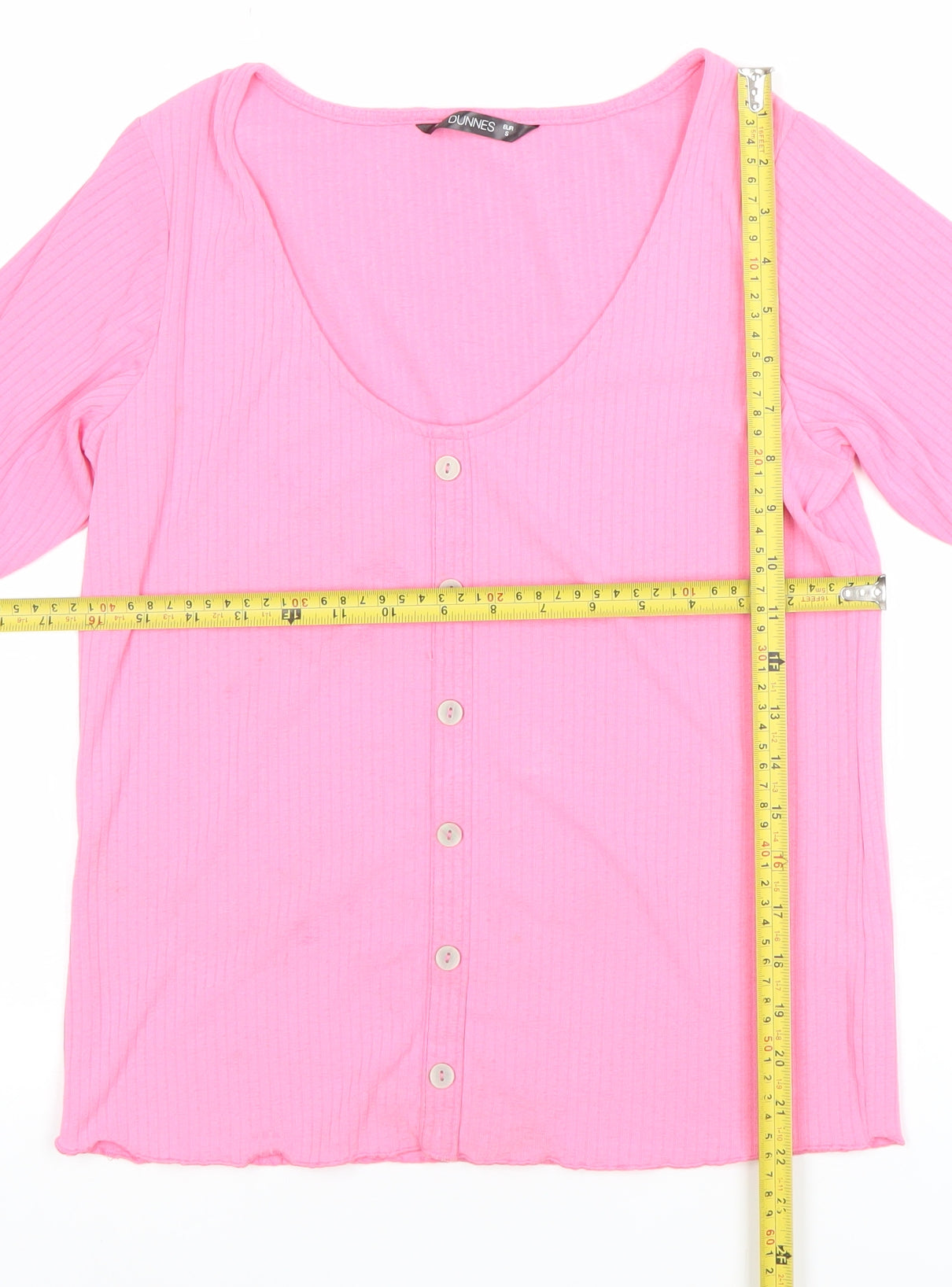 Dunnes Women’s Light Pink Short Sleeve Button-Up Top Size S