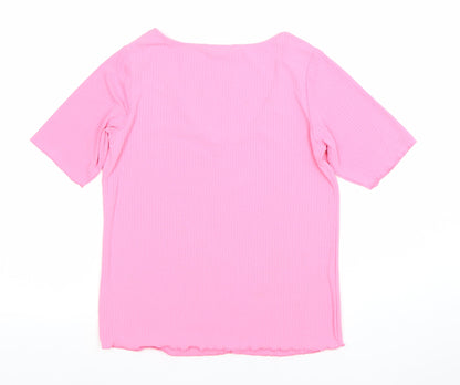 Dunnes Women’s Light Pink Short Sleeve Button-Up Top Size S