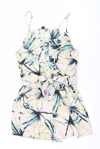 Atmosphere Women’s Multicoloured Floral Tie Waist Sleeveless V-Neck Playsuit Size 14