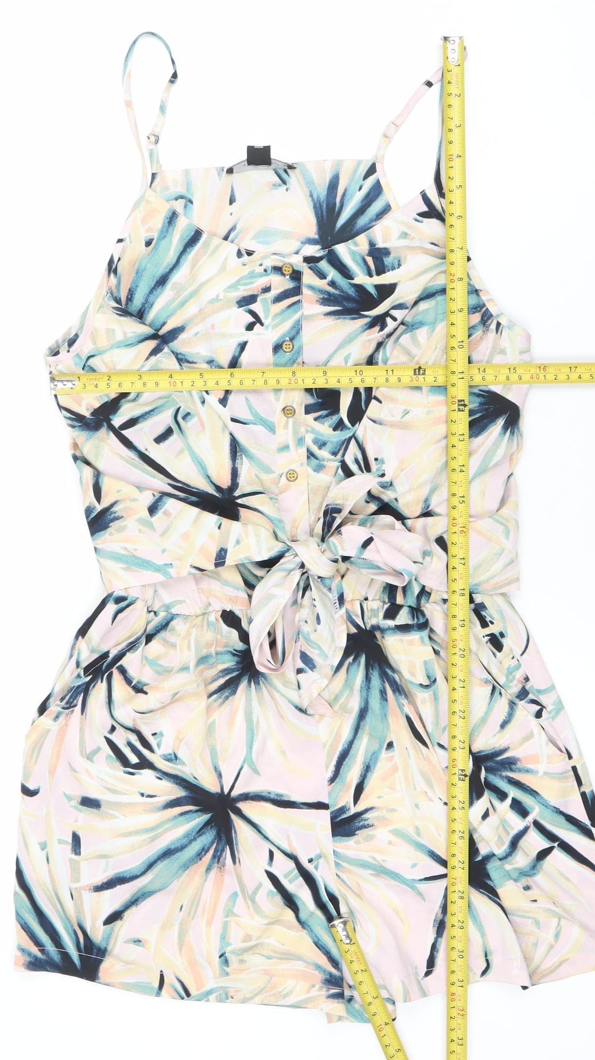 Atmosphere Women’s Multicoloured Floral Tie Waist Sleeveless V-Neck Playsuit Size 14