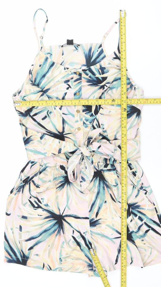 Atmosphere Women’s Multicoloured Floral Tie Waist Sleeveless V-Neck Playsuit Size 14
