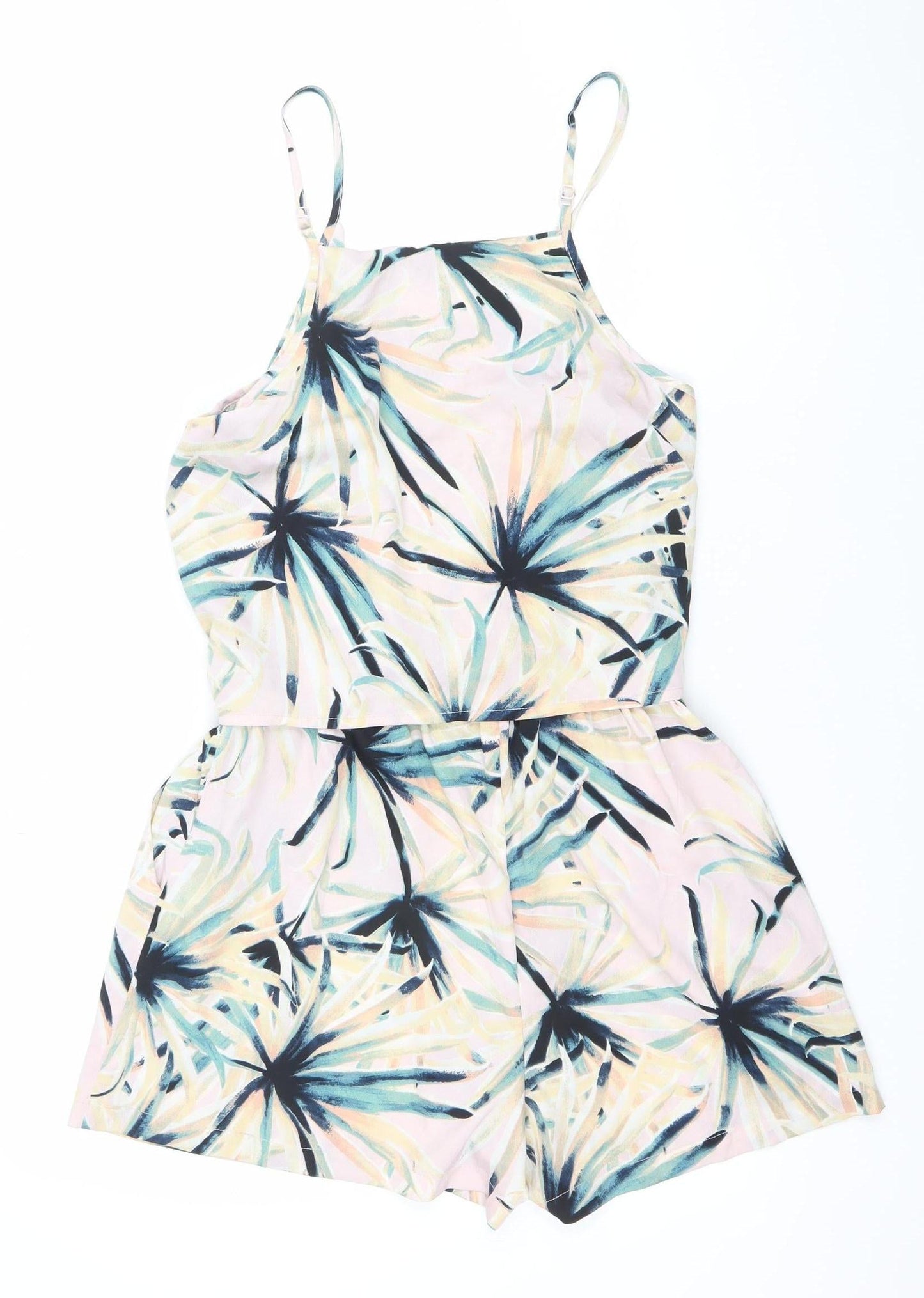 Atmosphere Women’s Multicoloured Floral Tie Waist Sleeveless V-Neck Playsuit Size 14