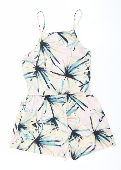 Atmosphere Women’s Multicoloured Floral Tie Waist Sleeveless V-Neck Playsuit Size 14