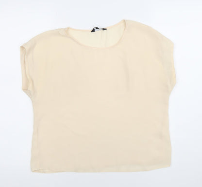 New Look Women’s Beige Chiffon Short Sleeve Blouse Size 12