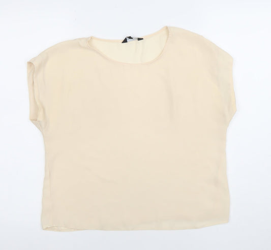 New Look Women’s Beige Chiffon Short Sleeve Blouse Size 12