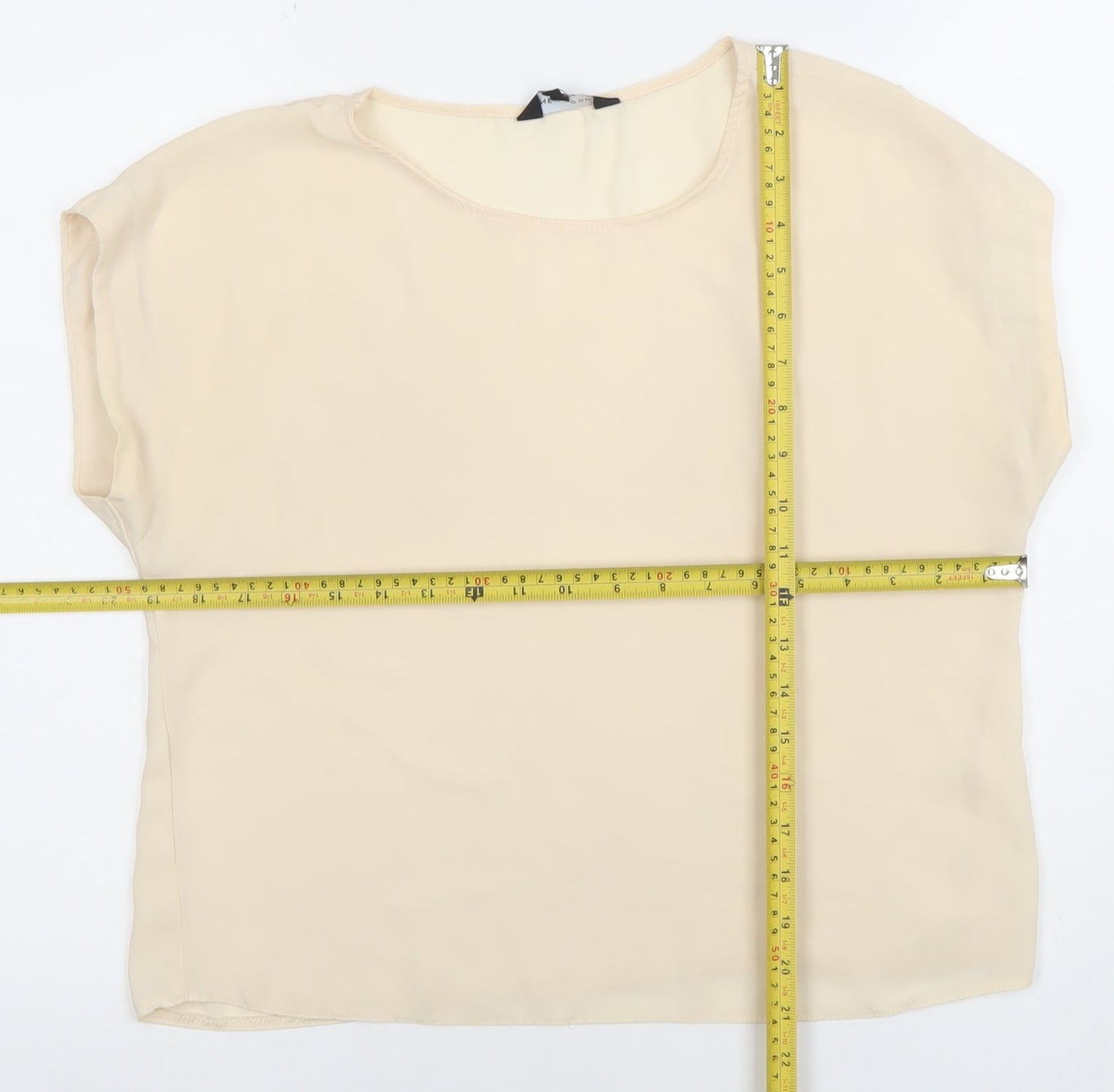 New Look Women’s Beige Chiffon Short Sleeve Blouse Size 12