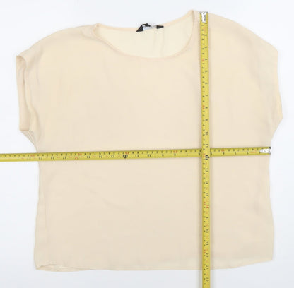 New Look Women’s Beige Chiffon Short Sleeve Blouse Size 12