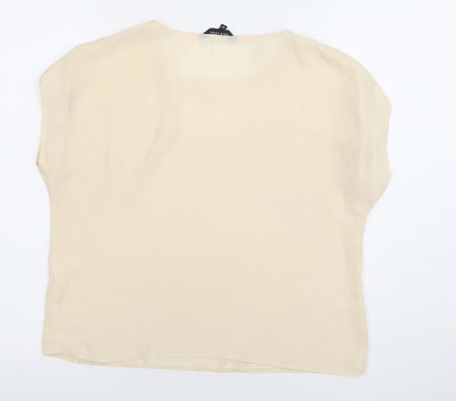 New Look Women’s Beige Chiffon Short Sleeve Blouse Size 12