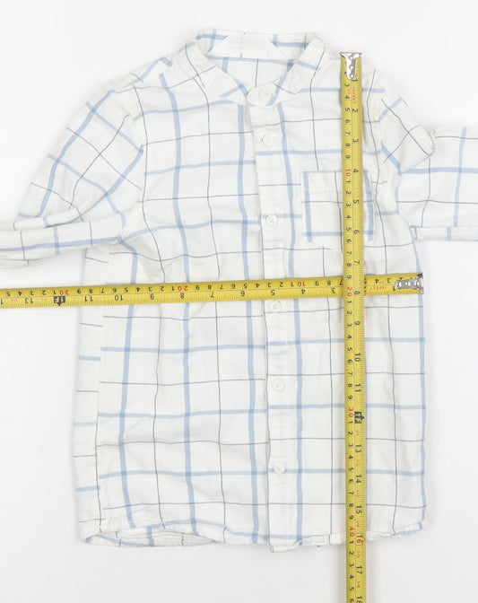 Primark Boys White Checked Long Sleeve Button-Up Shirt 2-3 Years