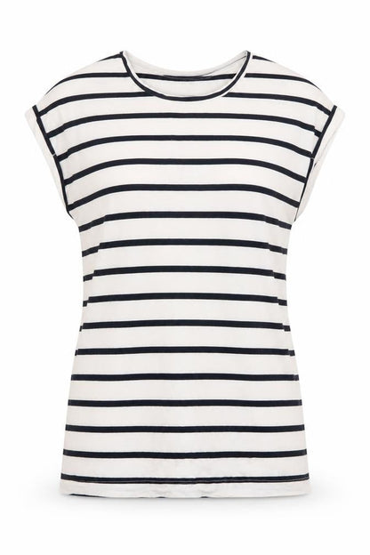 Dorothy Perkins Women’s White Striped Cotton T-Shirt Size 12
