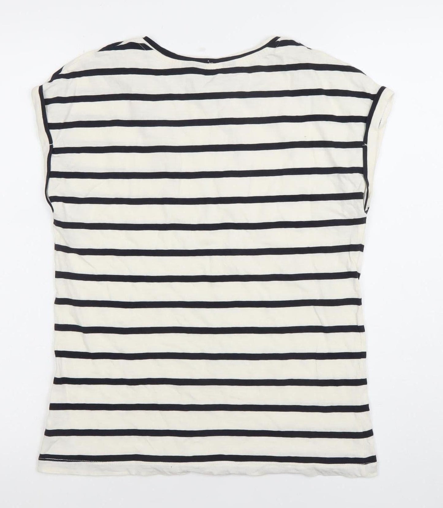 Dorothy Perkins Women’s White Striped Cotton T-Shirt Size 12