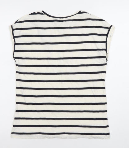 Dorothy Perkins Women’s White Striped Cotton T-Shirt Size 12