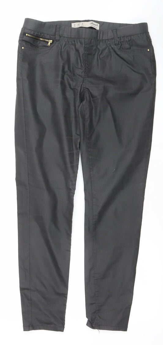 Denim Co Women Black Size 12 Skinny Trousers with Zip Detail