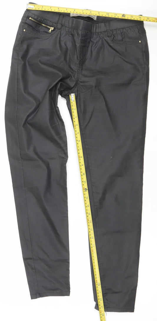 Denim Co Women Black Size 12 Skinny Trousers with Zip Detail