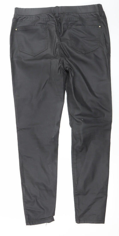 Denim Co Women Black Size 12 Skinny Trousers with Zip Detail
