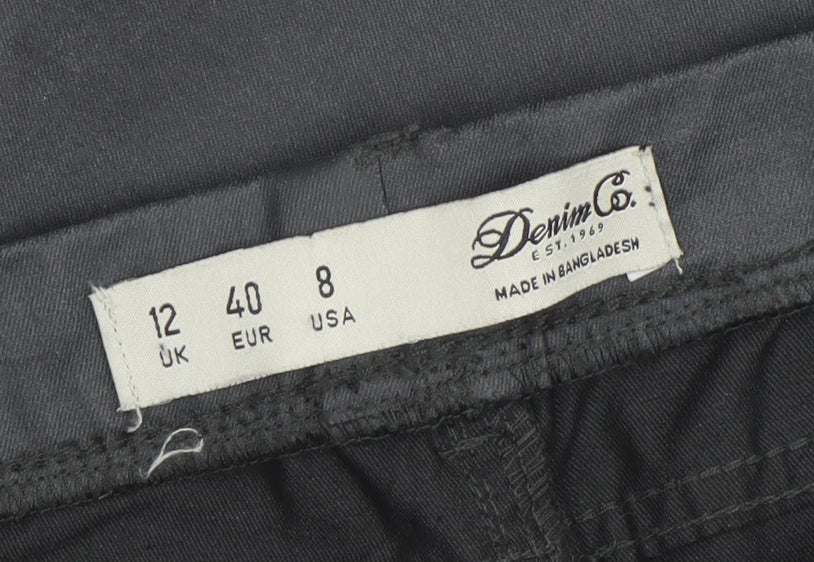 Denim Co Women Black Size 12 Skinny Trousers with Zip Detail