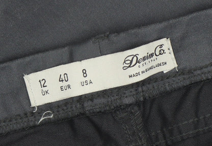 Denim Co Women Black Size 12 Skinny Trousers with Zip Detail