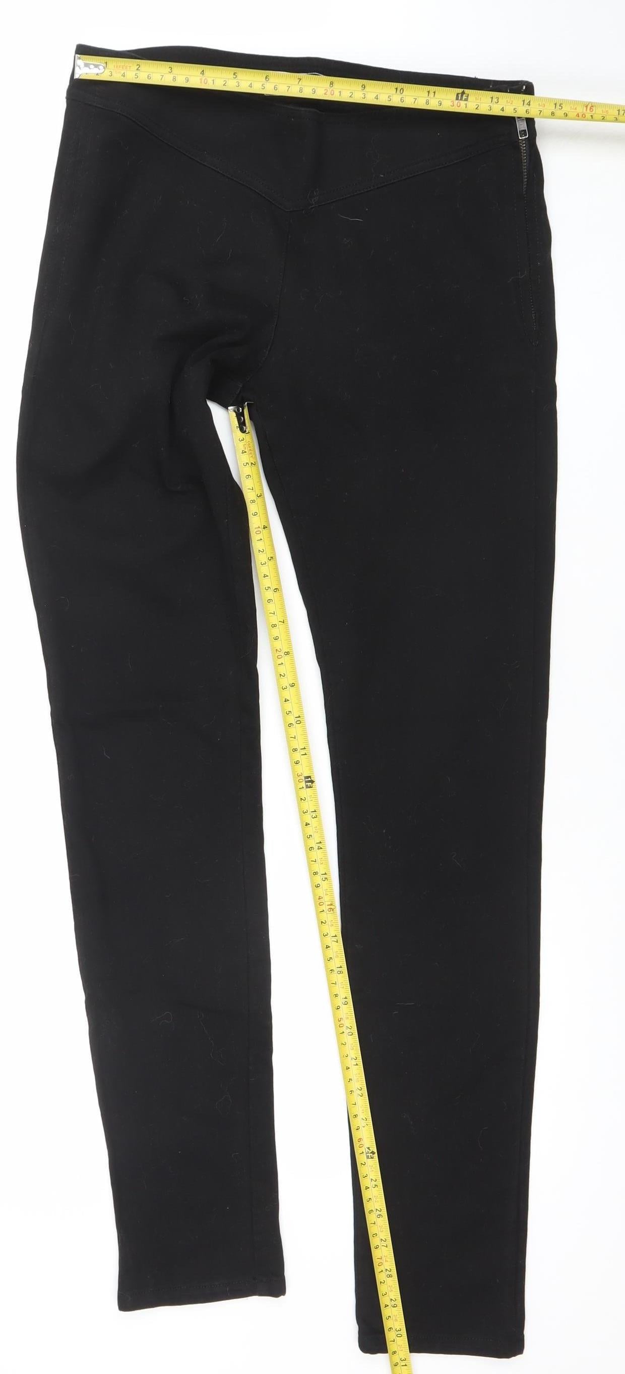 FC Jeans Women’s Black Skinny Jeans Size 12 Stretch Zip Hem