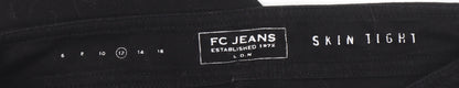 FC Jeans Women’s Black Skinny Jeans Size 12 Stretch Zip Hem